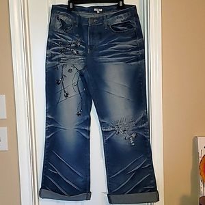 Woman's Style Lowrise size 14 jeans with detailed stitching